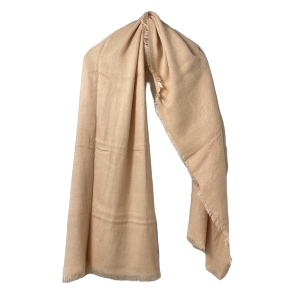 KENSIE Brushed Thin Knit Scarf Blush Pink Fuzzy Raw Edge Cozy Soft Acrylic Vegan - Picture 1 of 8